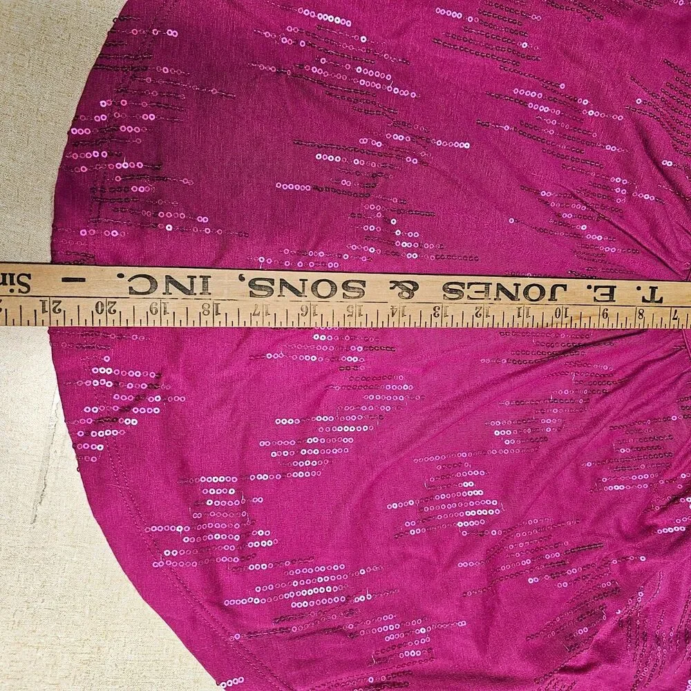 Sequined Womens Circle Poncho Top Size Med Pink Glam Swiftie Flowy Summer - Picture 6 of 8
